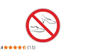 Förbudsskylt med en herrsko och en högklackad sko. Dessa skomaterial symboler indikerar att skor inte är tillåtna.