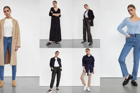 Hitta din stil med dessa modeinspirationer: kappa, klänning, kostym, stickad tröja, jeans och jackor.
