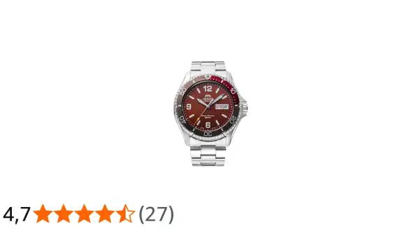 Orient Kamasu Red dykarklocka med silverfärgat armband och en röd urtavla. Perfekt för äventyraren.
