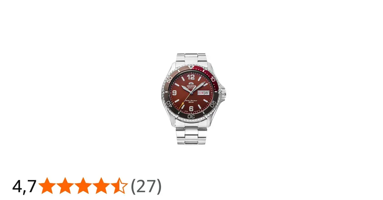 Orient Kamasu Red dykarklocka med silverfärgat armband och en röd urtavla. Perfekt för äventyraren.