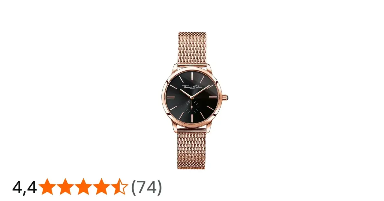 Elegant rosefärgad thomas sabo klocka dam med svart urtavla och mesh-armband. Perfekt accessoar för varje tillfälle.